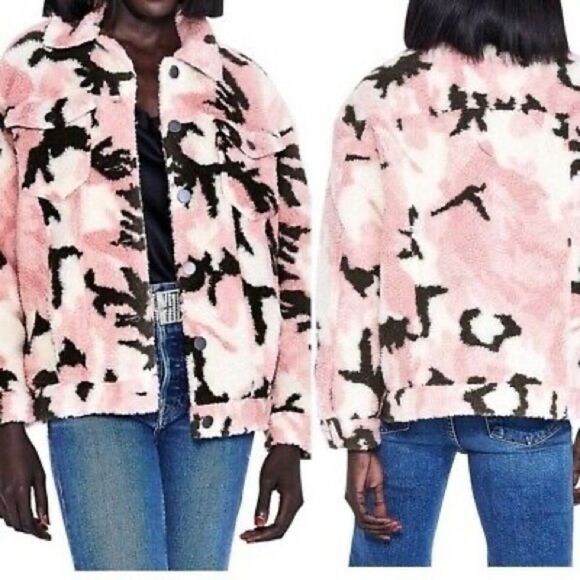 New Apparis pink camo faux shearling Womens jacket • Medium - Picture 1 of 4